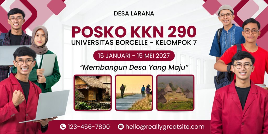 Merah Muda Modern Posko KKN Banner