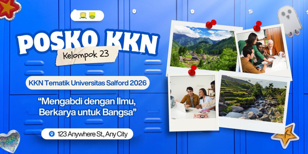 Biru Modern Banner Mahasiswa KKN Siap Cetak