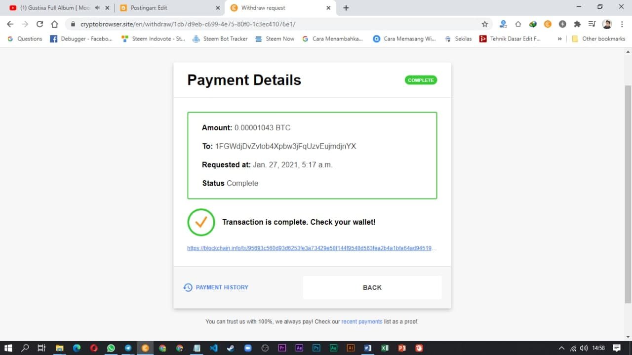 bukti pembayaran cryptotab