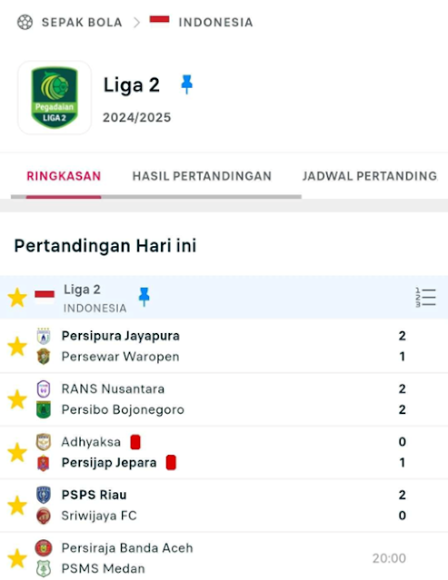 Fitur favorite untuk pertandingan bola mendatang