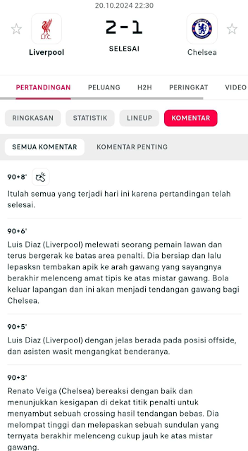 Fitur komentator realtime