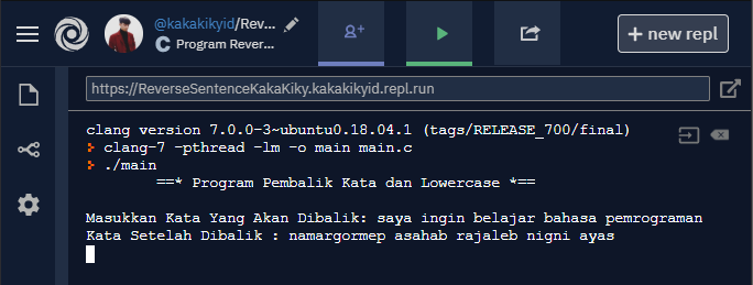 contoh output program pembalik kata