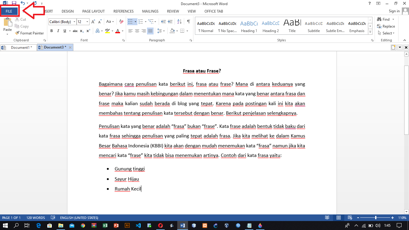 pilih tombol file