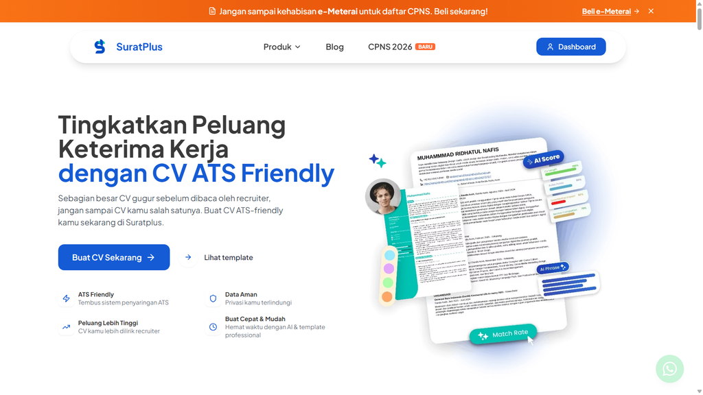Kode promo diskon suratplus produk cv dan portofolio builder