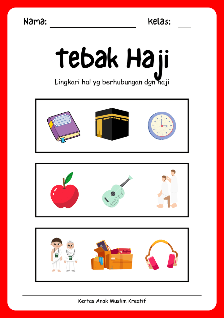 Lembar gambar tebak haji anak-anak