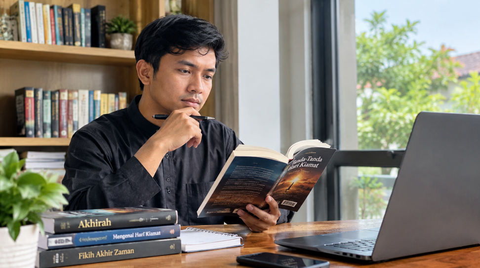 Template gambar belajar tentang hari kiamat